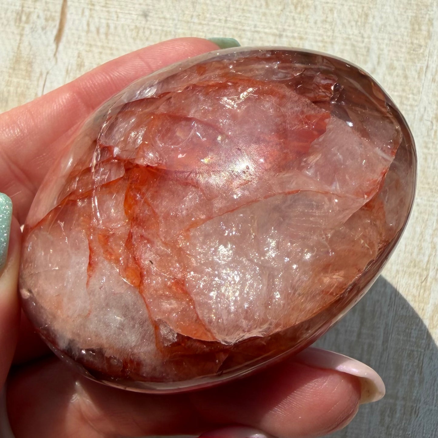 Fire Quartz Palm Stone | Hematoid Quartz | Option I
