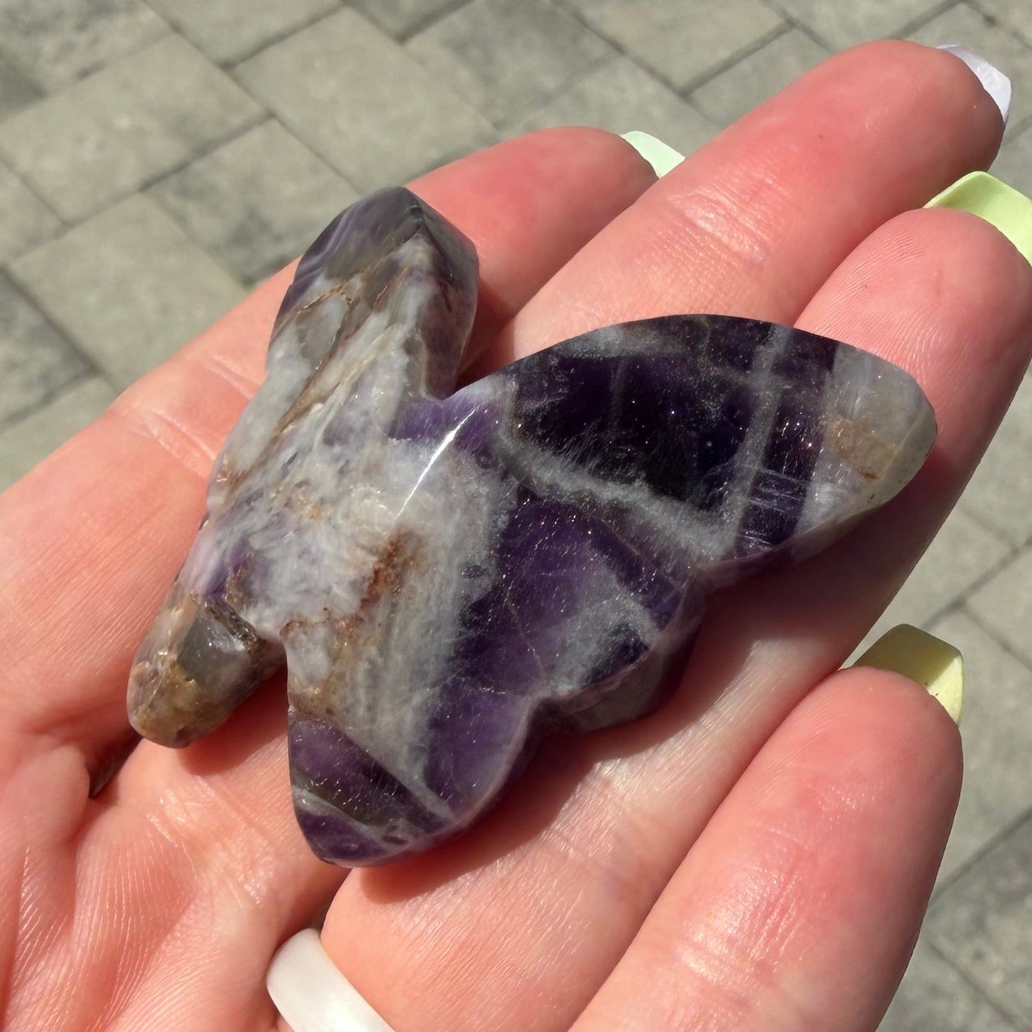 Chevron / Dream Amethyst Butterfly Carving