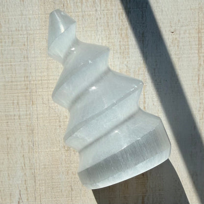 Selenite Spiral Tower | Satin Spar | Selenite Crystal