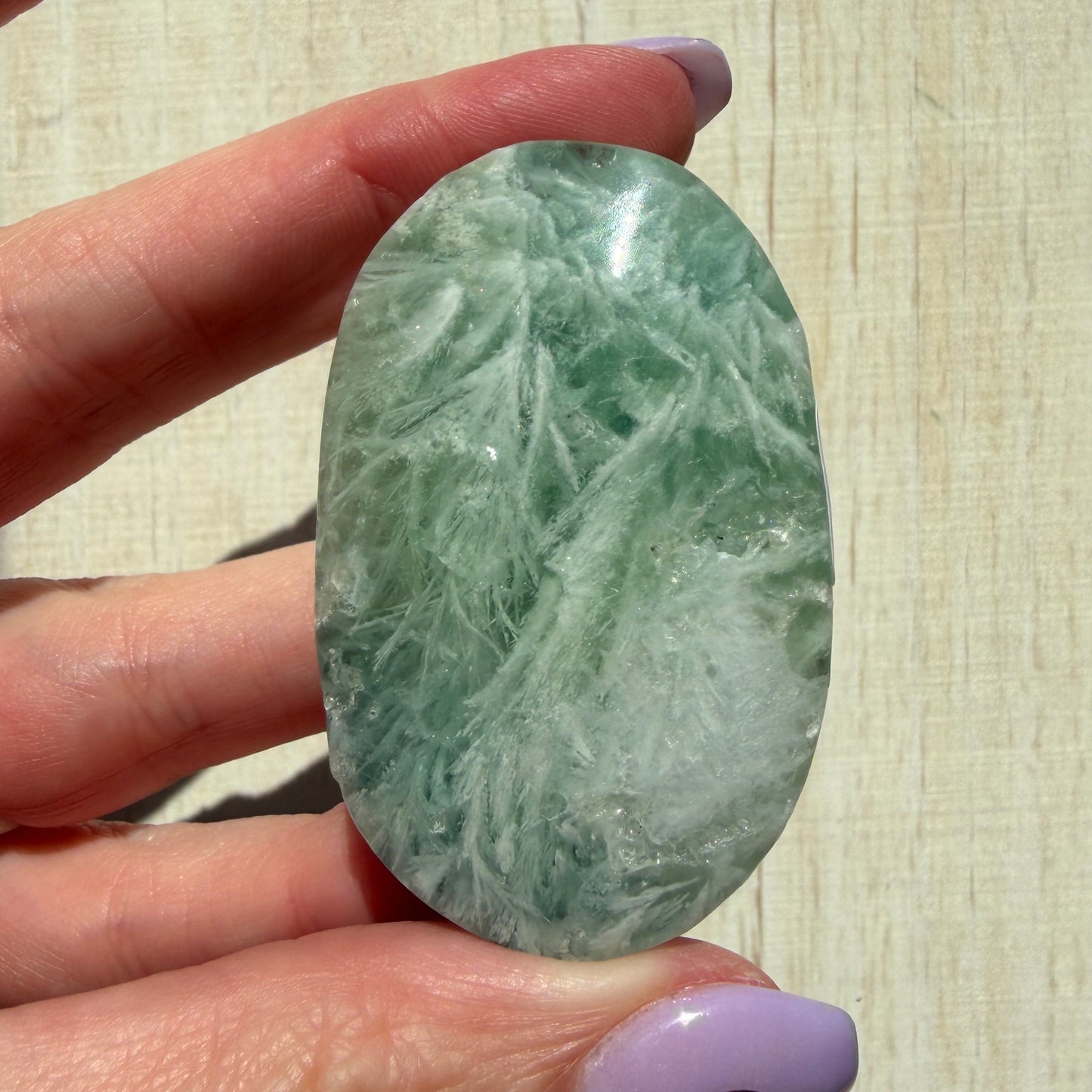 Snowflake Fluorite Palm Stone | Option A