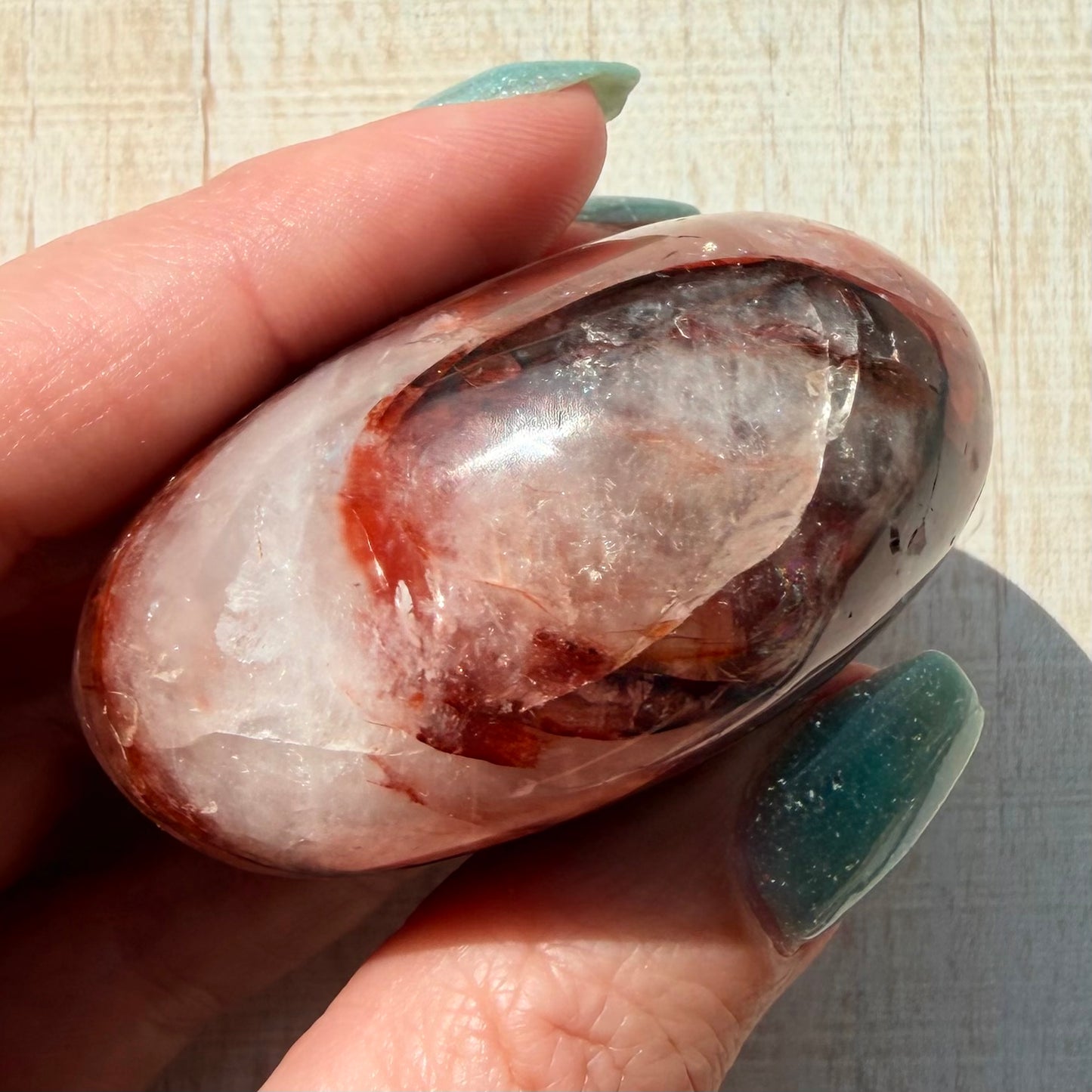 Fire Quartz Palm Stone | Hematoid Quartz | Option E