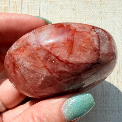 Fire Quartz Palm Stone | Hematoid Quartz | Option J