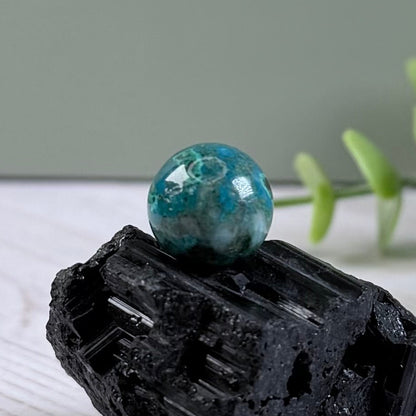 One (1) Phoenix Stone Ultra Mini Sphere - Turquoise, Chrysocolla & Malachite Blend