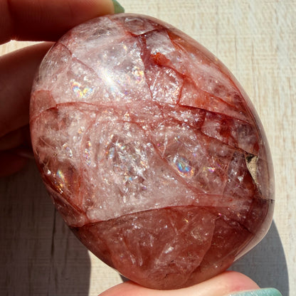 Fire Quartz Palm Stone | Hematoid Quartz | Option J