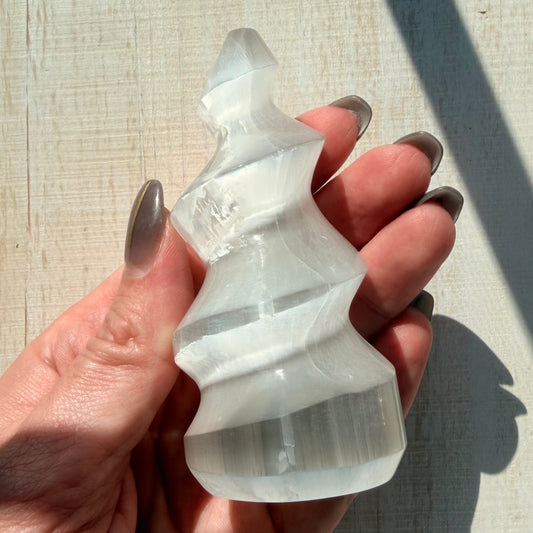 Selenite Spiral Tower | Satin Spar | Selenite Crystal
