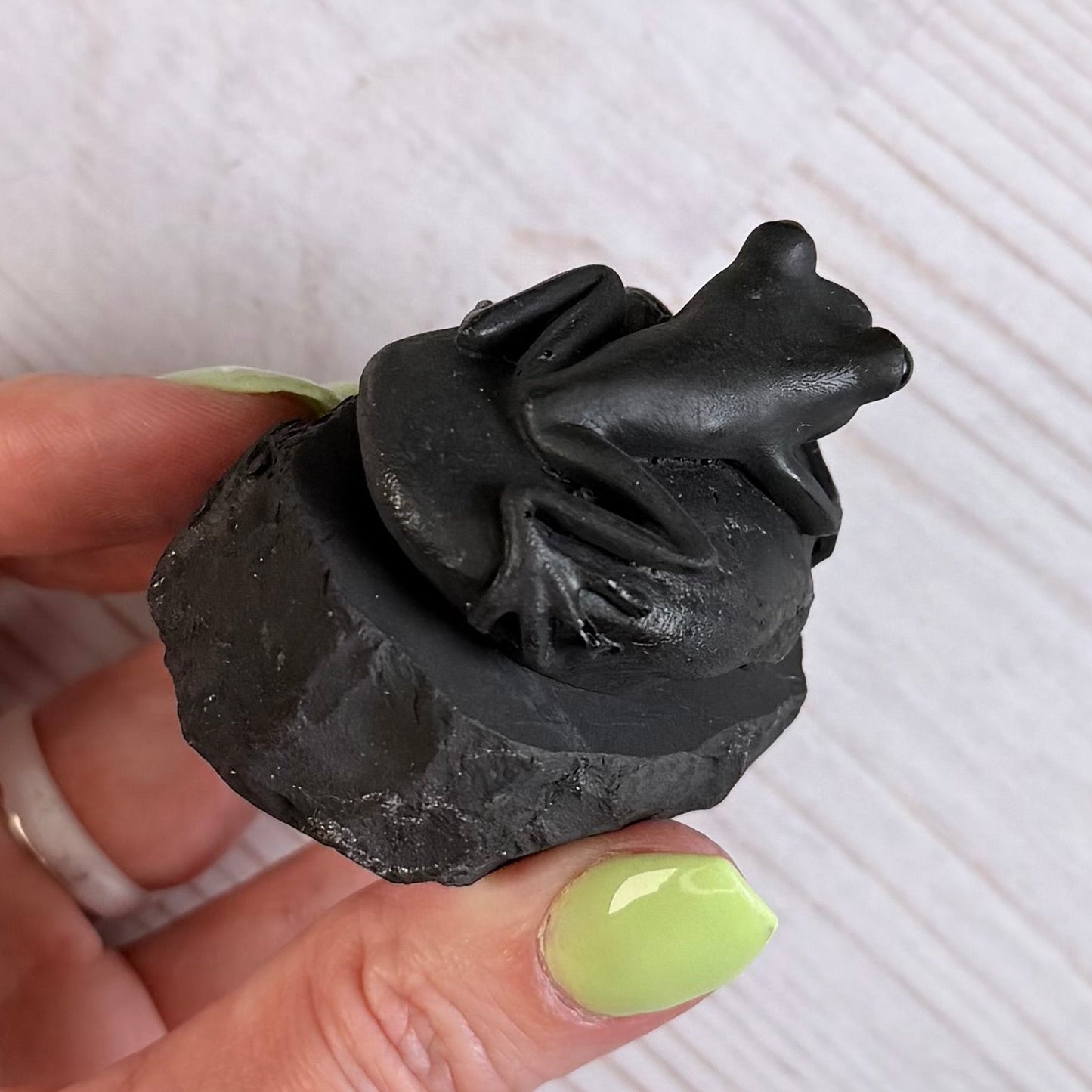 Karelian Shungite Frog Carving - EMF Protection Statue
