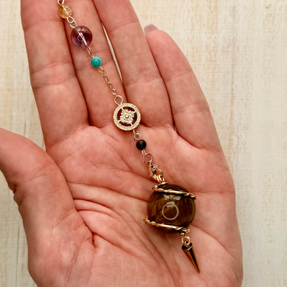 Wire-Wrapped Saturn Crystal Pendulum | Choose Your Stone