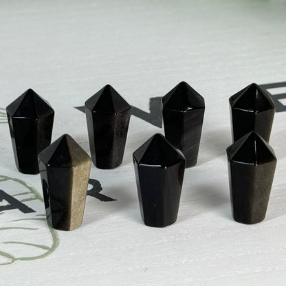 One (1) Mini Obsidian & Golden Sheen Obsidian Cupcake Tower