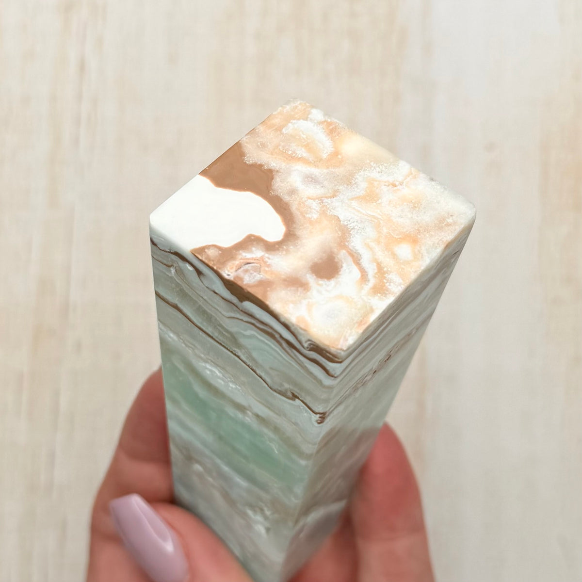 Caribbean Calcite Tower – Soothing Teal Crystal for Calm & Communication