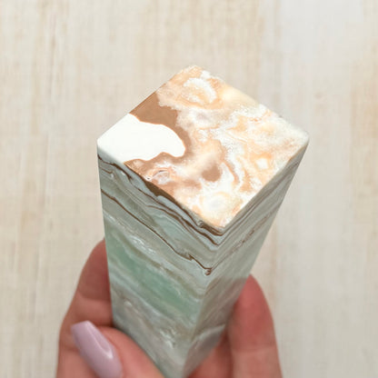 Caribbean Calcite Tower – Soothing Teal Crystal for Calm & Communication