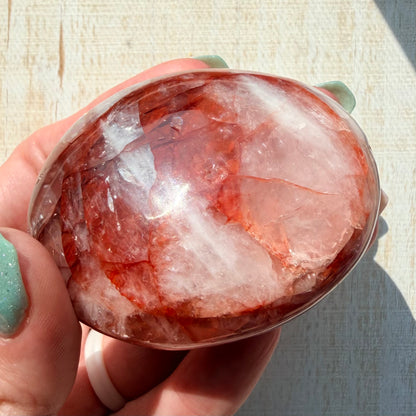 Fire Quartz Palm Stone | Hematoid Quartz | Option I