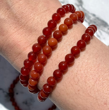 One (1) Carnelian Bracelet from Brazil (6mm Bead)