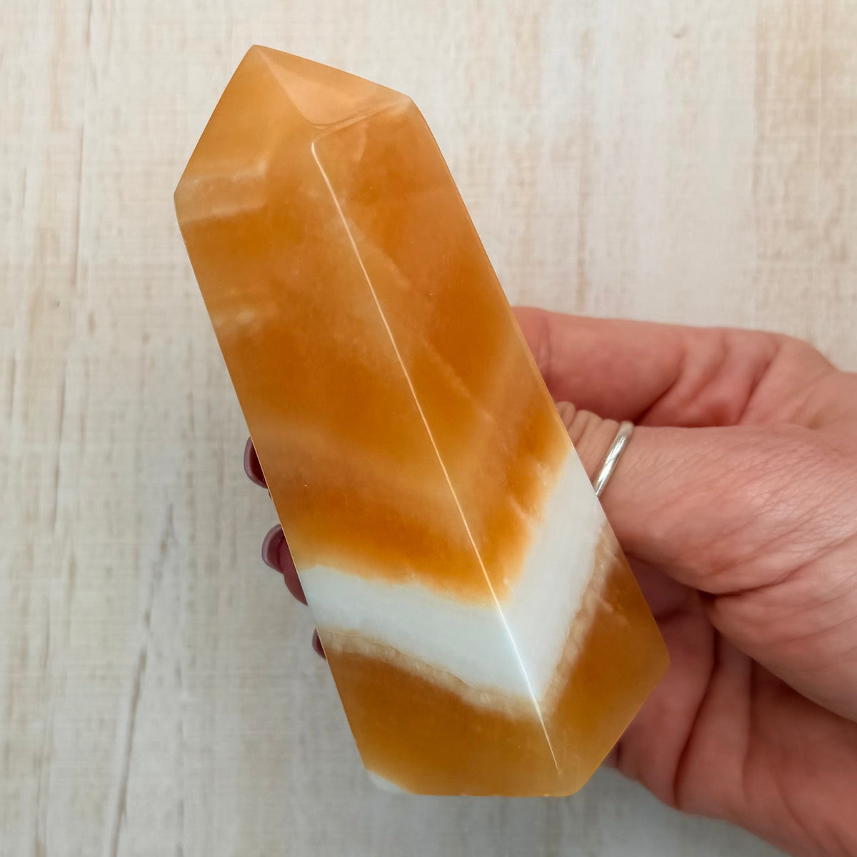 Orange Calcite Tower – Bright Crystal for Energy & Creativity