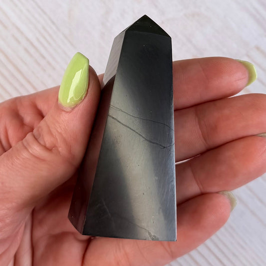Karelian Shungite Tetrahedral Obelisk Tower - 2.7"