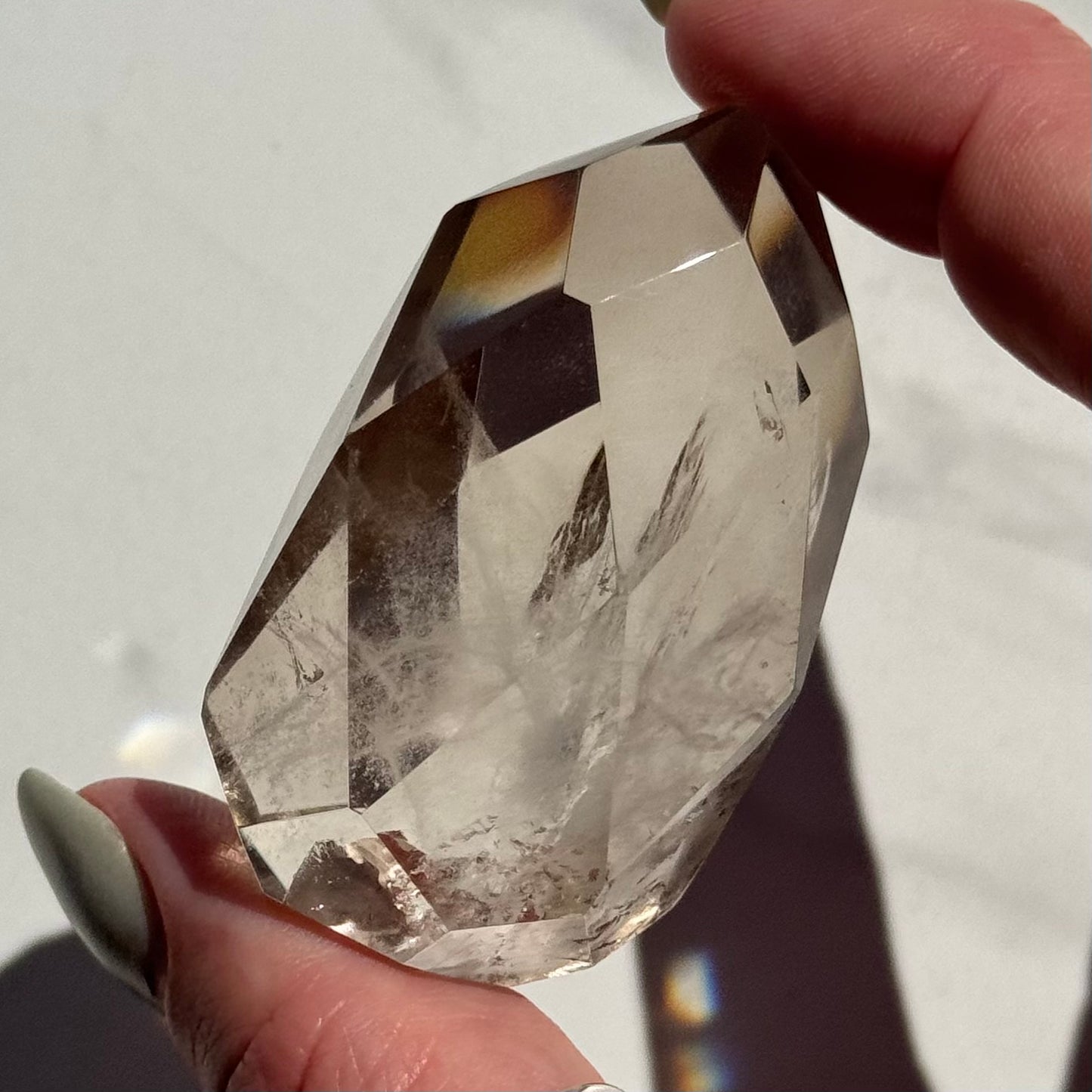 Smoky Quartz Faceted Teardrop Carving