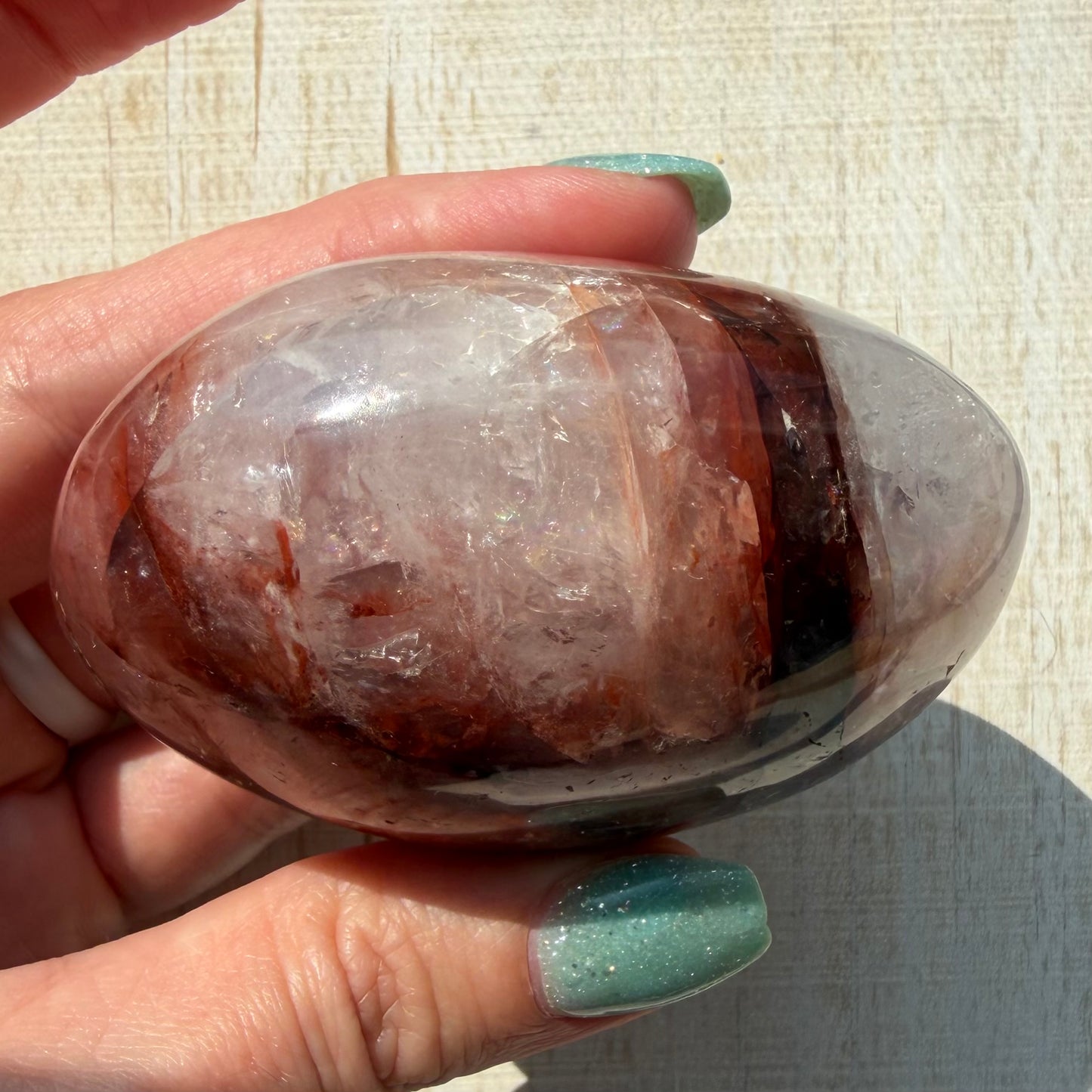 Fire Quartz Palm Stone | Hematoid Quartz | Option H