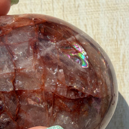 Fire Quartz Palm Stone | Hematoid Quartz | Option H