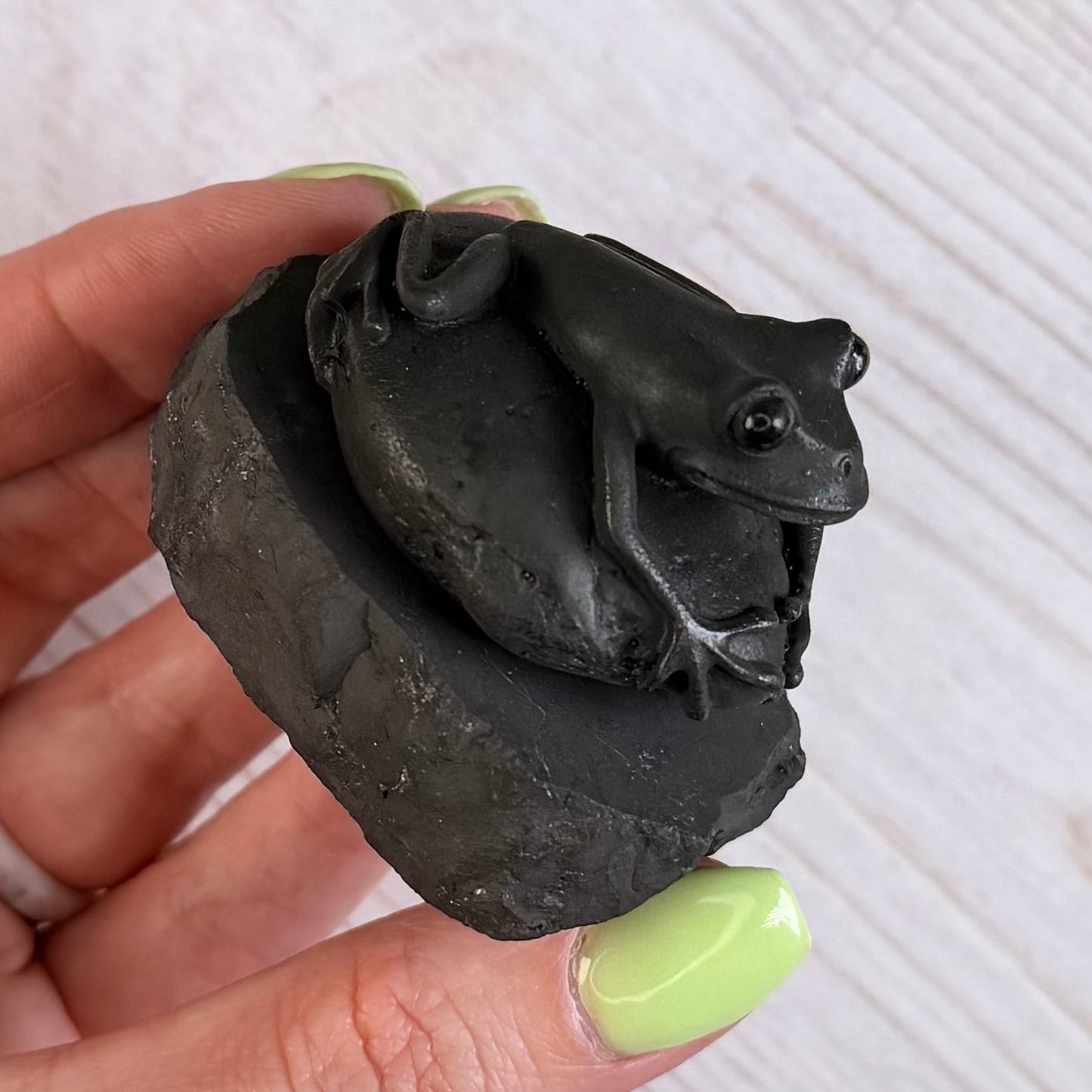 Karelian Shungite Frog Carving - EMF Protection Statue