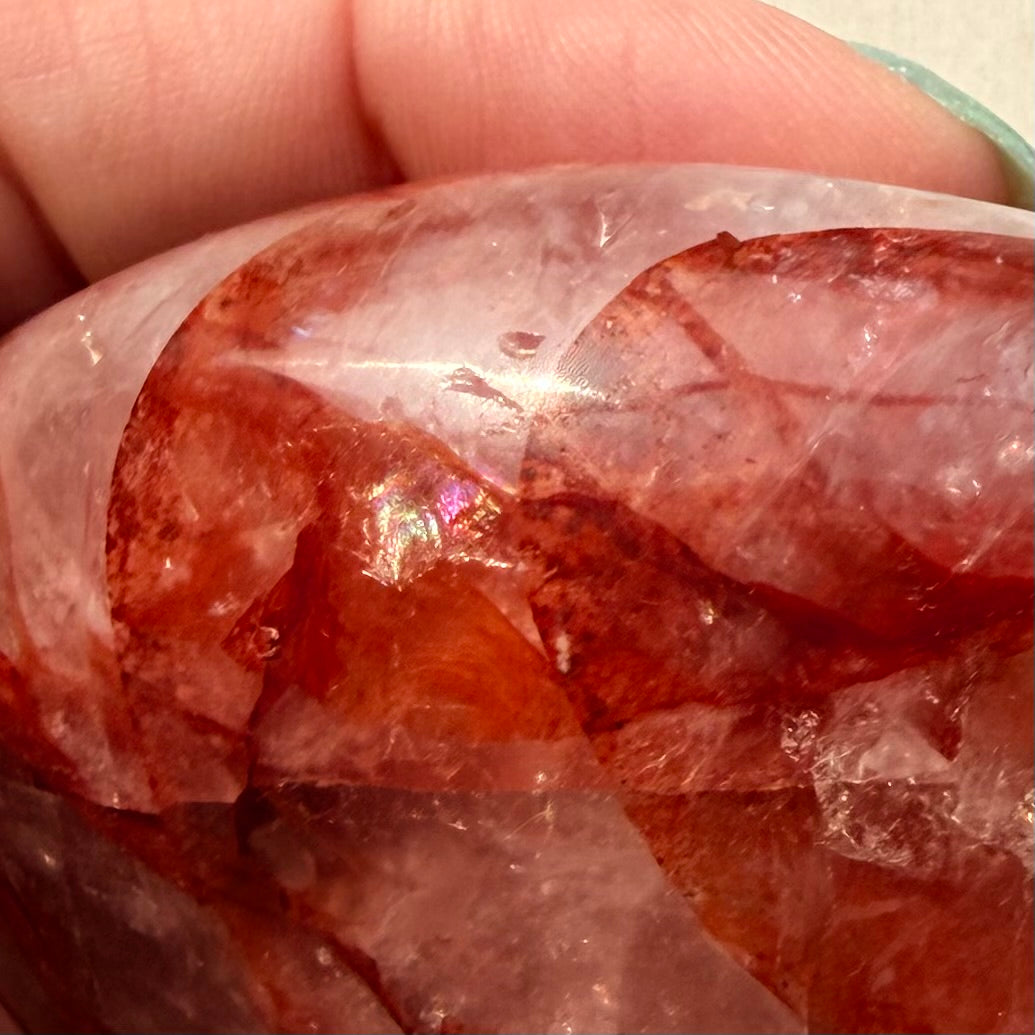 Fire Quartz Palm Stone | Hematoid Quartz | Option A