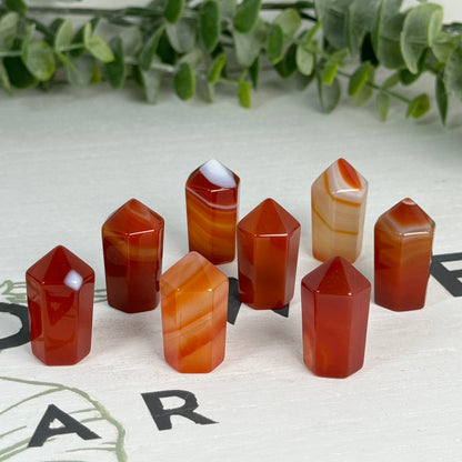 One (1) Mini Carnelian "Cupcake" Tower Carving