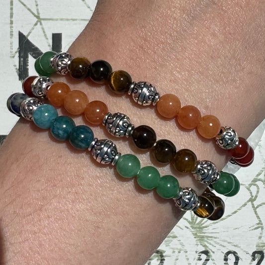 Silver Beaded Chakra Bracelet (6mm Bead)