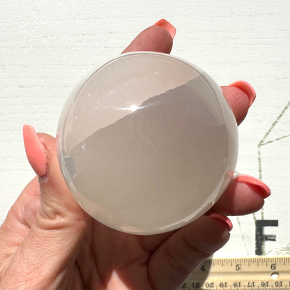 One (1) Medium Satin Spar Selenite Sphere from Morocco