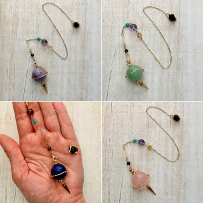 Wire-Wrapped Saturn Crystal Pendulum | Choose Your Stone