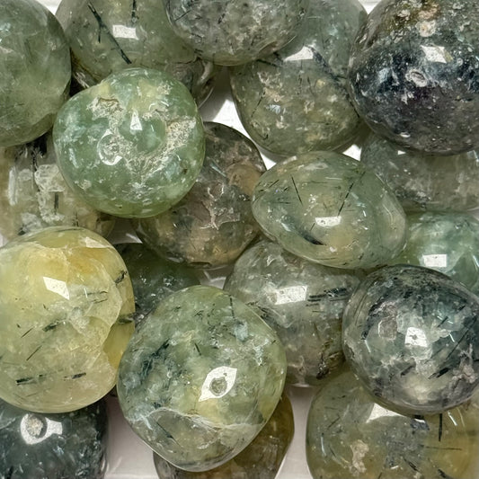 One (1) Beautiful Prehnite with Epidote Tumble from Africa