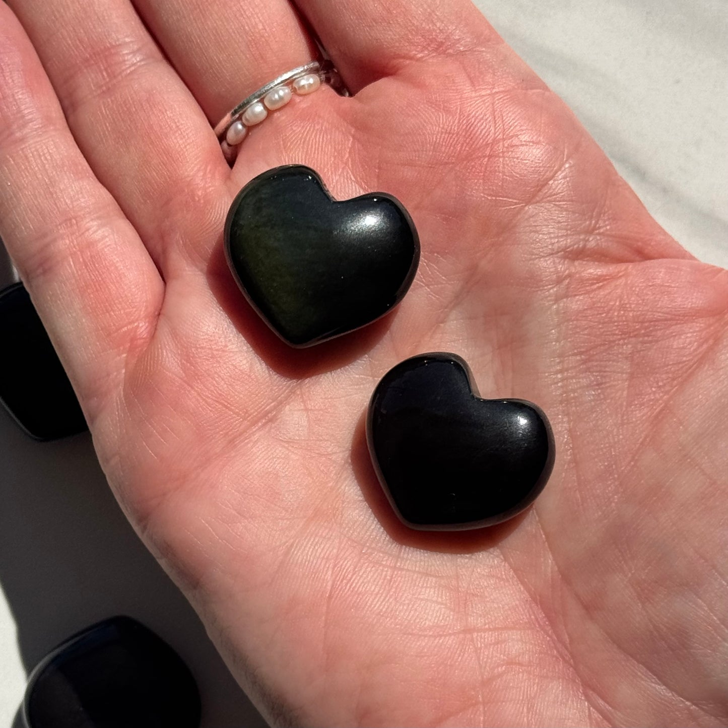 One (1) Mini Obsidian Heart Carving