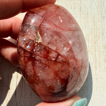 Fire Quartz Palm Stone | Hematoid Quartz | Option J