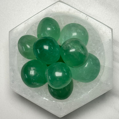 One (1) High Quality "Baja Blast” Green Fluorite Tumble from China