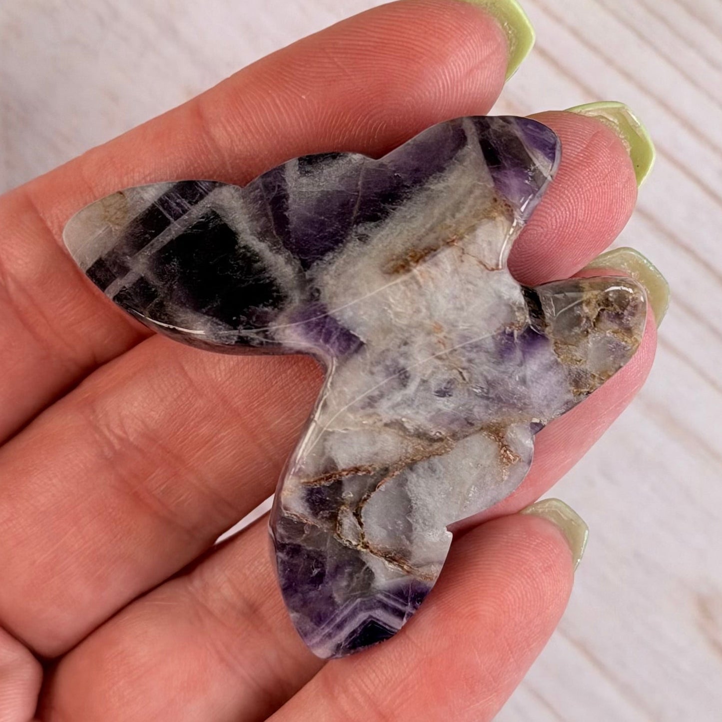 Chevron / Dream Amethyst Butterfly Carving