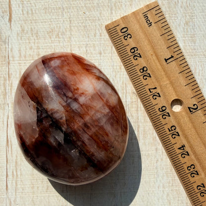 Fire Quartz Palm Stone | Hematoid Quartz | Option E