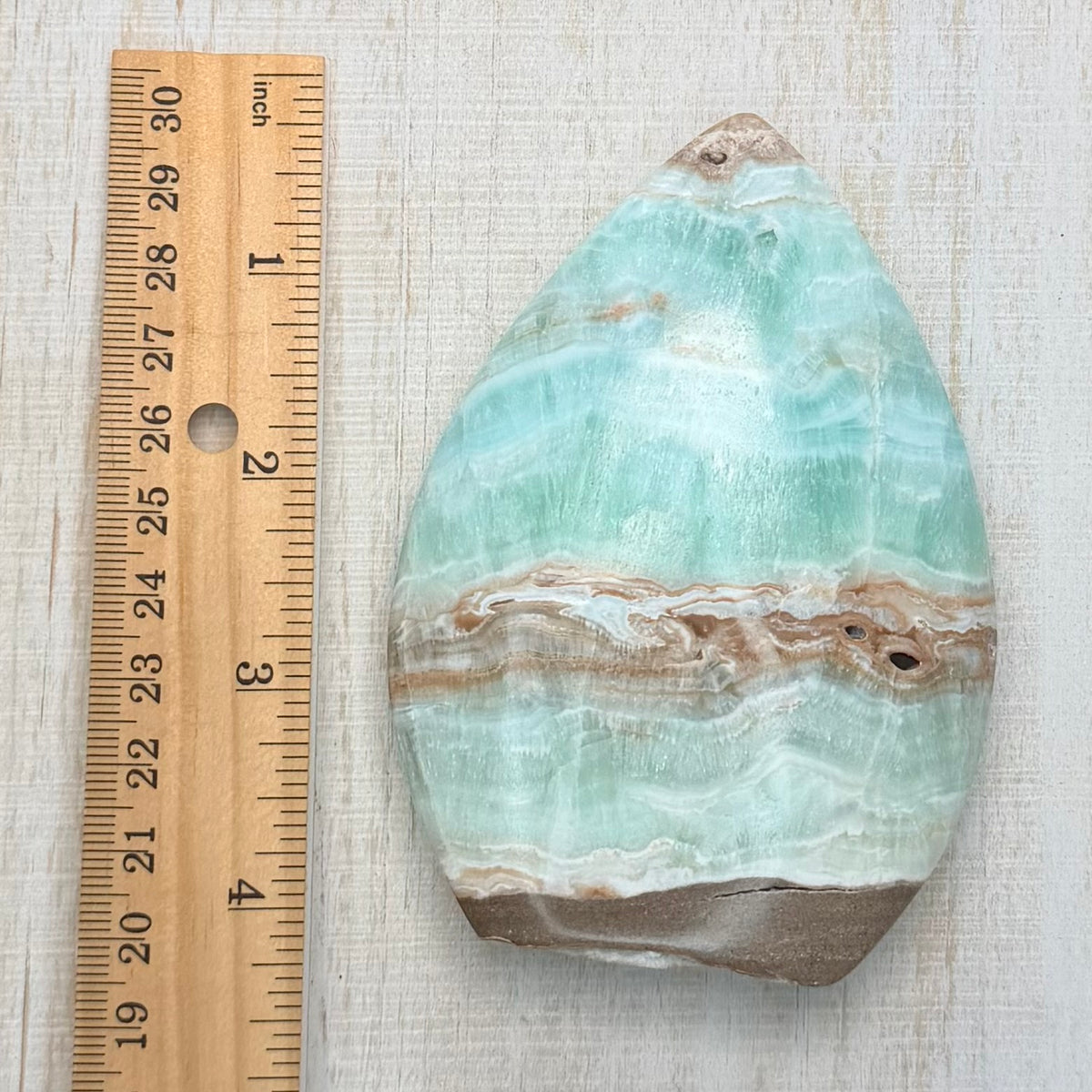 Caribbean Calcite Flame – Soothing Teal Crystal for Calm & Communication
