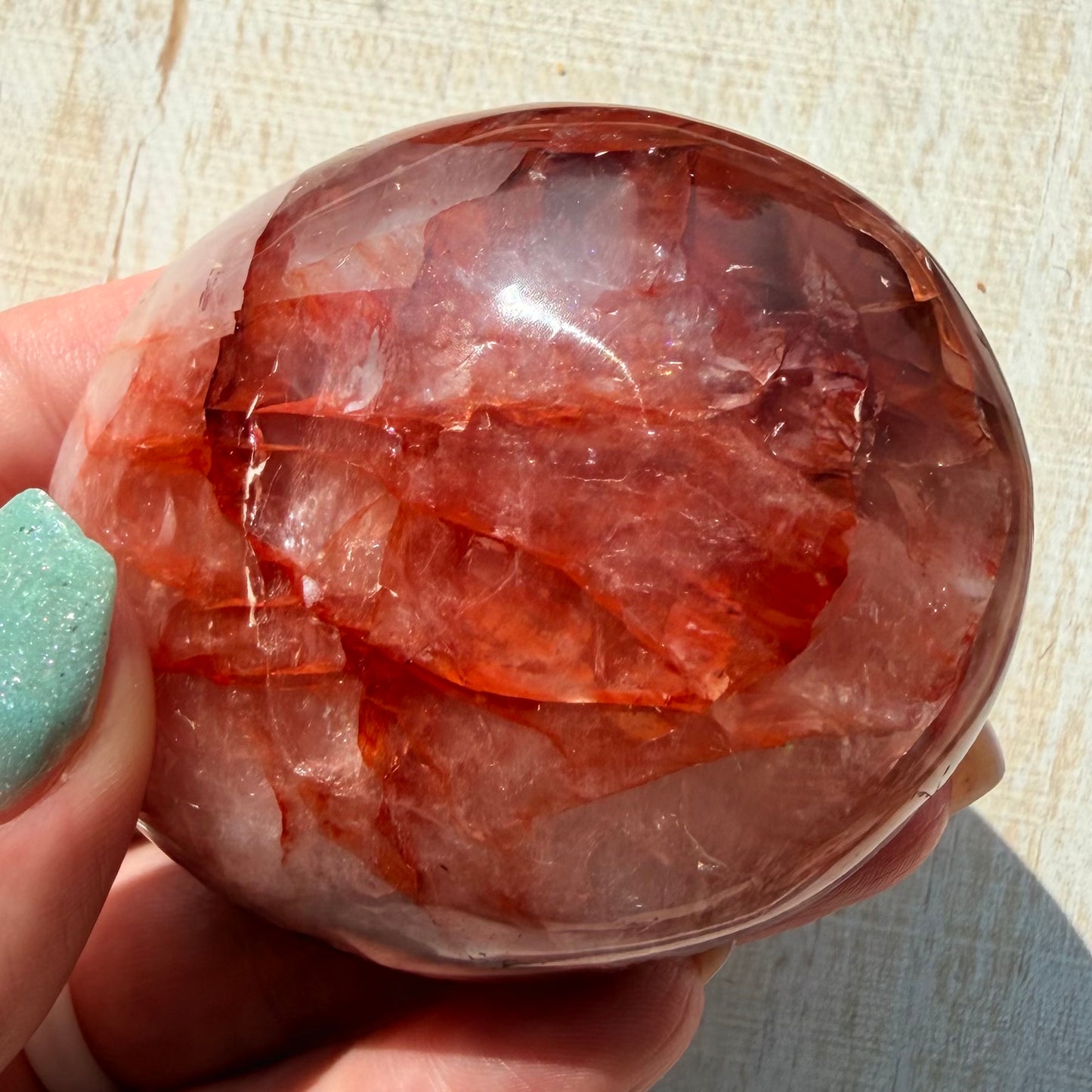 Fire Quartz Palm Stone | Hematoid Quartz | Option I