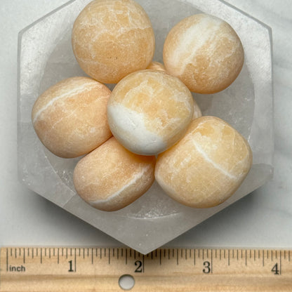 One (1) Common Quality Orange Calcite Tumble from Mexico