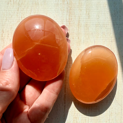 Honey Calcite Palm Stone – Golden Crystal for Joy & Self-Love