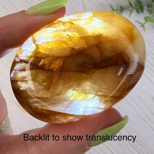Golden Healer Quartz Palm Stone | Option B