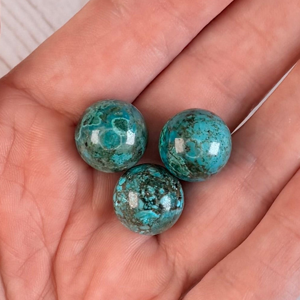 One (1) Phoenix Stone Ultra Mini Sphere - Turquoise, Chrysocolla & Malachite Blend