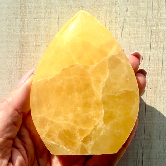 Lemon Calcite Flame | Hand-Selected Crystal Carving