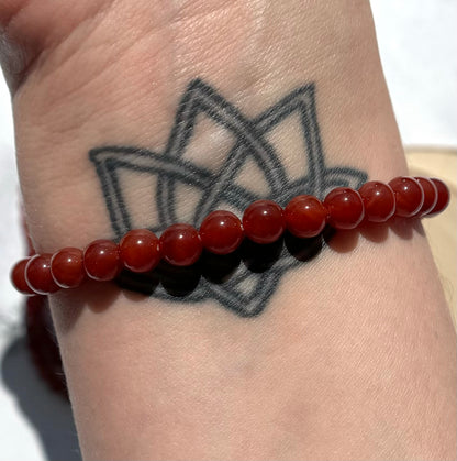 One (1) Carnelian Bracelet from Brazil (6mm Bead)