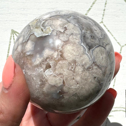 Rare Black Flower Agate Sphere from Madagascar