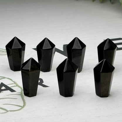 One (1) Mini Obsidian & Golden Sheen Obsidian Cupcake Tower