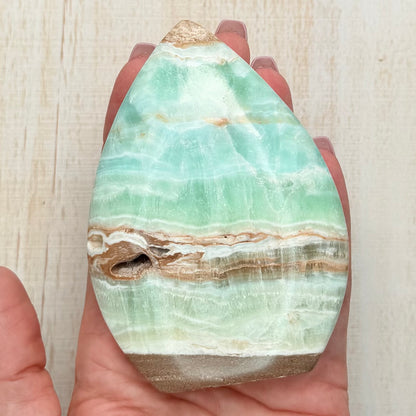 Caribbean Calcite Flame – Soothing Teal Crystal for Calm & Communication