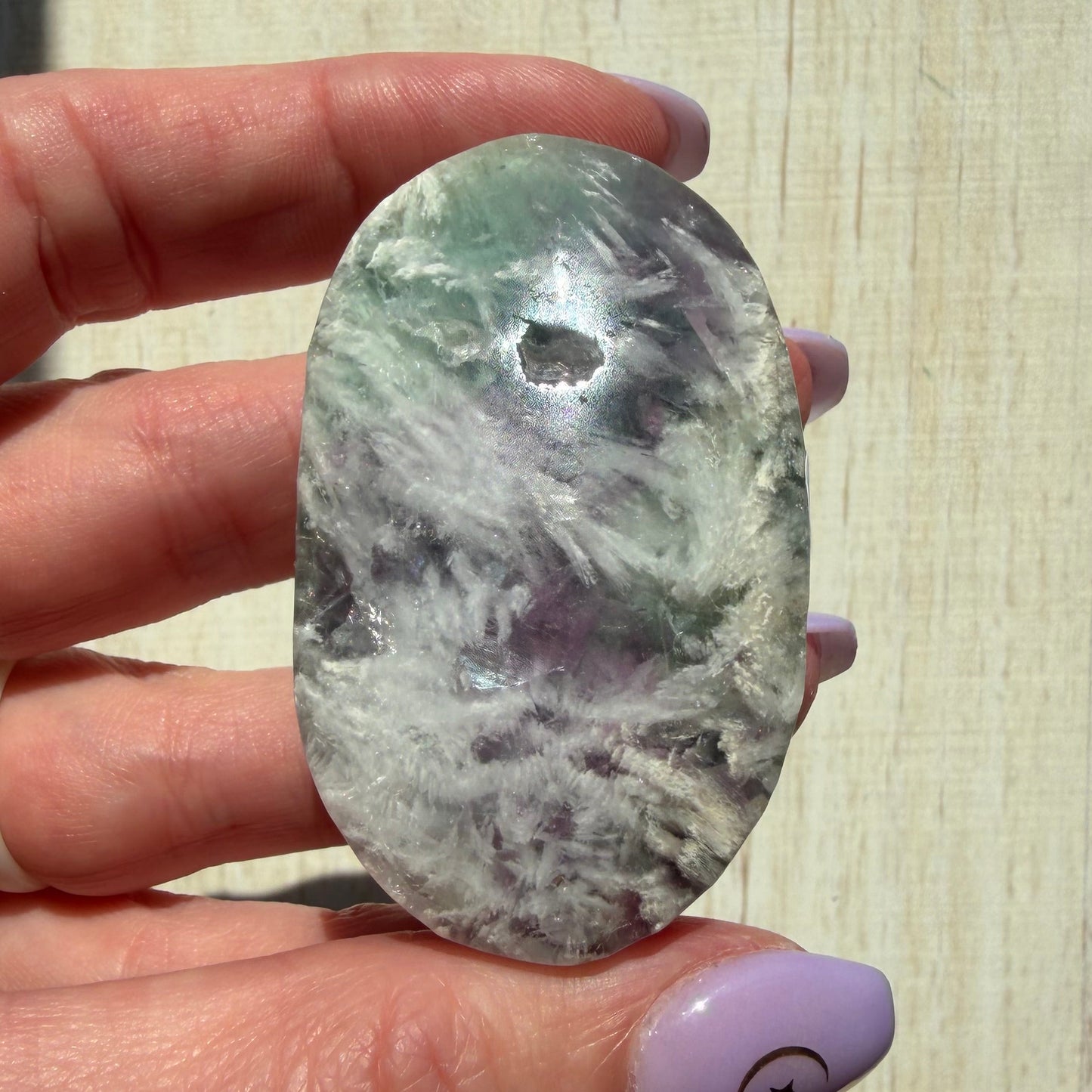 Snowflake Fluorite Palm Stone | Option C