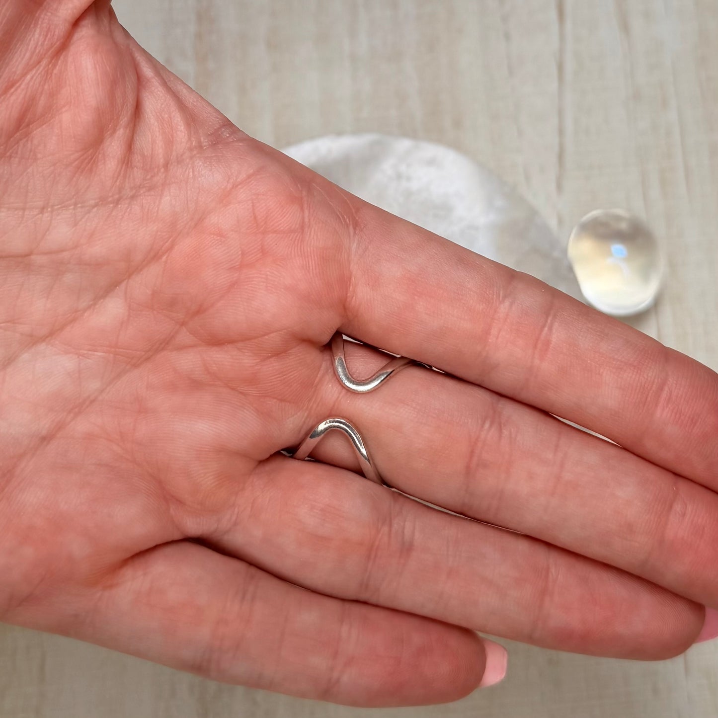 Beautiful Selenite Adjustable Silver Ring from Brazil