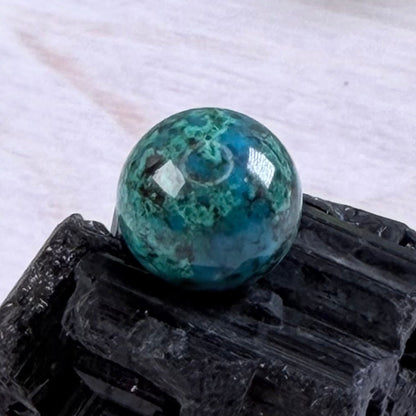 One (1) Phoenix Stone Ultra Mini Sphere - Turquoise, Chrysocolla & Malachite Blend