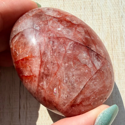 Fire Quartz Palm Stone | Hematoid Quartz | Option J