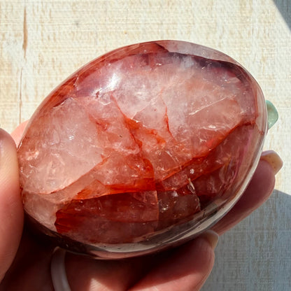 Fire Quartz Palm Stone | Hematoid Quartz | Option I