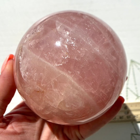 High Quality Rose Quartz Sphere with Asterism from Brazil